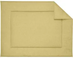 BINK Bedding Boxkleed Bo Oker 80 x 100 cm - vulling fiberfill 400 grams - speelkleed - parklegger - chambray - geel - sulfur - gemêleerd - stoere dubbele naad rondom - tweezijdig - 80%katoen/20%polyester