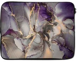 Laptophoes - Paars - Luxe - Goud - Marmer print look - Laptop case - Design - Laptop sleeve - Abstract - 15 6 Inch - Back to school spullen - Schoolspullen jongens en meisjes middelbare school - Macbook air hoes - Chromebook sleeve