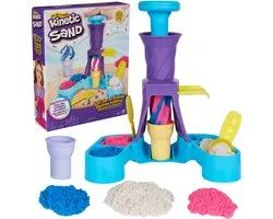 Spinmaster Kinetic Sand - Softijsjes Speelset met 396 g origineel Kinetic Sand in blauw roze en wit - 2 ijshoorntjes en 2 stuks gereedschap - Sensorisch speelgoed
