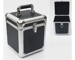 LP single 7 inch vinyl koffer voor opbergen van 70 - 100 singles afsluitbaar zwart aluminium