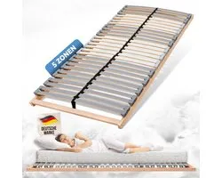 Coemo EasyLat Stijve Lattenbodem 140x200 cm – 5-zone lattenbodem met 28 verende houten latten, stabiele middenband voor optimale ondersteuning, stil, duurzaam, geschikt voor veel matrassen