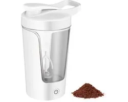 Shaker électrique rechargeable - TENZHVXI® - Sans BPA - Batterie intégrée de 500 mAh - Pour protéines et poudres - 450 ml - Plastique - Résistant à la température et aux chocs - Pour la salle de sport et le fitness - Blanc