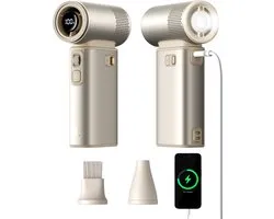 Thijox - Draagbare Handventilator JISULIFE Ultra2, 9000mAh, 25 uur gebruik, 5-in-1, 100 snelheden, 18W powerbank, metalen omhulsel, zaklamp, multifunc