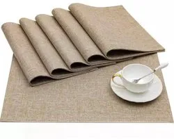 6-delige set dubbellaagse stoffen placemats - Placemats - Beige placemats - Linnen placemats - Vlekbestendige placemats - Extra dik en hittebestendig