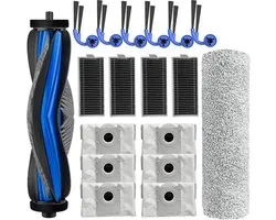 Ensembles d'accessoires de 18 pièces pour aspirateur robot Ecovacs Deebot X9 Pro Omni/X9 Pro, pièces de rechange : 1 brosse principale, 1 Roller, 6 sacs à poussière, 4 filtres et 6 brosses latérales.