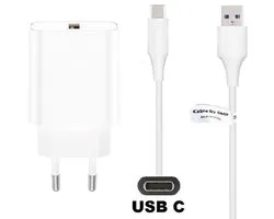 Chargeur rapide OneOne + câble USB C robuste de 1,8 m. Chargeur chargeur Fast 18W. Adaptateur chargeur. Convient également aux Huawei MatePad 11, MatePad 5G, Nova 5i Pro, 5T, 5z, P smart 2021, P20, P20 Pro, P30, P40, Y7a, Y9a