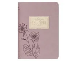 Christian Art Gifts Inspirational Zippered Journal, Be Joyful Wide Ruled Notebook, 1 Thessalonians 5:16 Bible Verse, Dusty Mauve Vegan Leather, 336 Lined Pages W/Scripture, (9" X 6.4" X .9")
