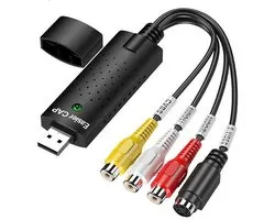 USB Video Grabber HD – Numérisez facilement vos cassettes vidéo – Logiciel de montage vidéo TVR2.5 inclus - noir