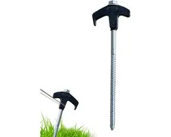 Grondschroefankers - Tentharingen Schroef - Kamperen Beveiligen - Nacht Zichtbaar Materiaal - 20 cm - Zwart