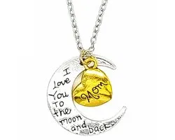 Rhylane - Collier Cadeau Pour Ou De Maman - 48 + 5 cm Ajustable - Pendentif Lune Avec Pendentif Coeur Texte "Mom "