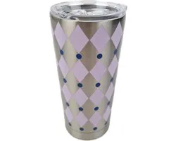 Thermos kop - Paars met zilver - Metaal / RVS - 18 cm