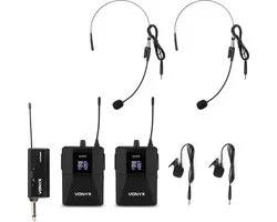 Vonyx WM552B duoset bodypack microfoon - met 10 kanalen - plug & play - UHF