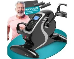 ELONEO Mini Hometrainer Fiets - 2in1 Arm en Been Oefenapparaat Zittend, Gemotoriseerd, 12 Snelheidsinstellingen, LCD-Display, Zittende Trainer voor Thuis, Sofa, of Onder Bureau met Massagehandvatten