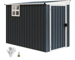 Outsunny Garden Storage Shed Stahl 128L x 231B x 181H cm Dunkelgrau