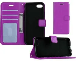 Hoesje - Geschikt voor Apple iPhone SE (2020) - Luxe Bookcase - Walletcase Hoes - Portemonnee - Cover - Telefoonhoes - Paars