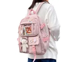 Cute Backpacks | Shoulder Bag with Pin and Accessories - Lightweight School Backpacks for Teenage Girls with Bear, 40 x 30 x 11 cm