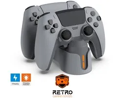 Retro Gaming Goods® - PS5 Controller Oplaadstation – DualSense Laadstation voor 2 Controllers – Snellader Dock met LED Indicator – Geschikt voor PlayStation 5
