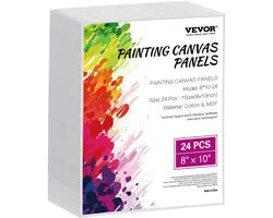 ArtoZo Canvas schilderbord - panelen - schildersdoek 20.3 x 25.4 cm, 3mm dik - 24 stuks wit - voor acrylverf-olieverf-aquarelverf-verfmakers