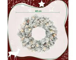 HOMCOM-Kerstkrans-Plastique-60x60x8cm-Vert et blanc