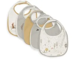 Jollein - Bavoir imperméable - Tiny Park - Polyester - Polyuréthane - Bavoirs Bébé - 5 pièces - 30 cm