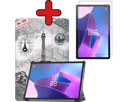 Lenovo Tab P11 Pro Case (2nd Gen) Book Case Case With Lenovo Pen Cutout With Screen Protector - Lenovo Tab P11 Pro Case Cover - 11,2 pouces - Tour Eiffel