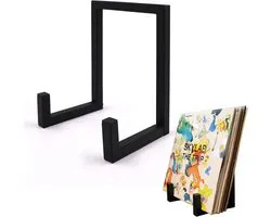Support d'exposition vinyle - Étagère de rangement - Support de livre - Support d'assiette - Porte-assiette - Étagère à disques - Support - Support - Étagère à assiettes - Support - Porte-objet - Pour CD et plusieurs albums - Zwart