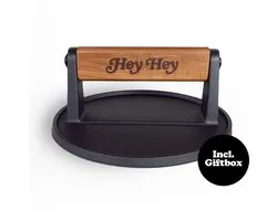 Hey Hey® Smash Burger Press - Hamburgerpers – incl. Giftbox – 100% Gietijzer – Smashburger – Handgemaakt BBQ Gereedschap