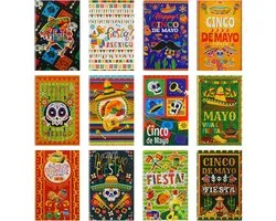 Mexican Cinco de Mayo Notepads, 12 Pieces Sombreros Sugar Skulls Maracas Taco's Colorful Patterns Pocket Notebook - ShopVlot