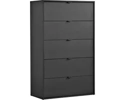 mokebo commode 'Die Stilvolle' (80x117x40cm) sideboard, voor slaapkamer, hal & kinderkamer met 5 houten lades in antraciet zwart