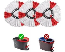 Dweil navulling vervangende microvezel mopset mopkop geschikt voor Vileda Turbo en Vileda EasyWring & Clean Dweil en Clean Turbo 2-in-1 microvezel-mopkop, vervangingskop, - 3 stuks - Pads-wit | rood