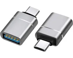 Universele USB-C naar USB-A Adapter - On The Go Converter - Opladen Tot 3 Ampère - Data Overdragen tot 5 Gbps - Grijs