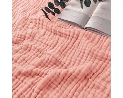 Comfy Cubs Adult Muslin Blanket Extra Large Queen 229 x 229 cm 6 Layer Cooling Cotton Softness Breathable Warm Throw Blanket for Bedroom Living Room Sofa (Lace Pink, Queen -