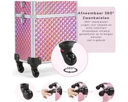 3-in-1 Kapperskoffer - Kapperstrolley - Mobiele Koffer voor Kappers - Beauty Koffer - Pedicure Koffer - Nagelstyliste Koffer - Visagie Koffer - Schoonheidsspecialiste - Roze