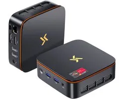 Mini PC Huidun H50 - avec clavier QWERTY - 8 Go DDR4 - 256 Go SSD M.2 - AMD Ryzen™ 3 3300U - Jusqu'à 3,5 GHz - WiFi 6 - Windows 11 Pro - Mini PC 4K UHD - Gigabit Ethernet - Noir