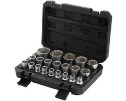Coffret de clés Multi HSEAMALL 21 pièces, Set de clés polydents 1/2 pouce, Set de clés à douille Multi , 8-36 mm, insert en acier CR- V pour clés à douilles à 6 et 12 pans