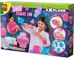SES Creative - Soap Studio Lab - Zelf zeep maken set voor kinderen - Maak vloeibare, harde en gelzeep - Experimenteerdozen - Knutselen Meisjes