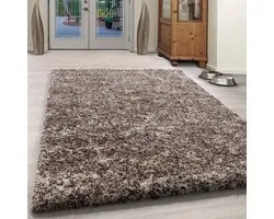 Flycarpets Lorium Vloerkleed - 160x230 cm - Beige/Mocca/Cream - Hoogpolig
