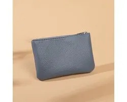 Unisex lychee print eenvoud rits zero wallet slim korte kaart munt sleutelhanger tasje, blauw, 12,5 *8CM