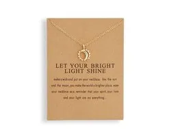Bixorp Luck - Collier porte-bonheur doré avec lune au soleil - Collier doré avec lune au soleil comme pendentif pour le succès et la chance