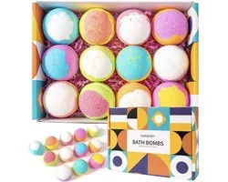 Handgemaakte Natuurlijke Badbommen Set van 12 - Geschenktset - Cadeau - Badmiddel - Bruisballen - Bubbel Bad Bommen