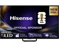Hisense 55U7S PRO - Televisie - LED - Mini LED - Smart TV - 55 inch - Wifi - HDR-ondersteuning - 4K Ultra HD - Zwart