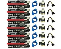 6 stuk Ultrastabiel Ver009S Usb 3.0 Pci-E PCIe Riser Ver009S Express 1X 4X 8X 16X Extender Riser Card Adapter sata 15Pin Naar 6 Pin Power Kabel ETH Mining