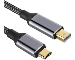 Câble USB C vers Mini DisplayPort | 3840x2160 (60Hz) | 4K | Gaine en nylon tressé | Pour Samsung, Huawei, OnePlus, Oppo, Sony, Macbook Pro, Chromebook | Gris | 3 mètres | Allteq