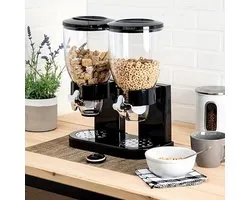 Cornflakes Dispenser – Zwarte Graandispenser – Luchtdichte Voorraadbus voor Ontbijtgranen, Muesli & Cornflakes