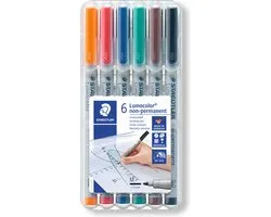 STAEDTLER Lumocolor M non-permanent pen - Box 6 kleuren