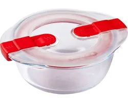 Pyrex - Cook & Heat Voedselcontainer Rond met Deksel 14 x 12cm - Glas - Transparant