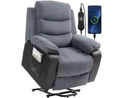 HOMCOM Multi-functional Power Lift Chair-Cord, Kunstleder-96B x 96T x 108H cm-Dunkelgrau