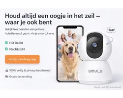 SNTIALS Slimme Huisdiercamera 1080p Full HD – Live Beeld via App | Bewegings- & Geluidsdetectie | Twee-weg Audio | Inclusief 32GB SD-kaart | Binnen Beveiligingscamera