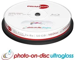 Primeon BD-R DL 50GB/2-8x Cakebox (10 Disc) GLOSSY WATERPROOF Printable