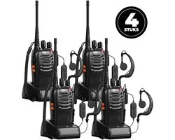 Infinity Goods Talkie-walkie Professionnel 4 Pièces - Talkie-walkie - Portée 5km - Lampe de Poche LED - PMR 446 Mhz - Noir